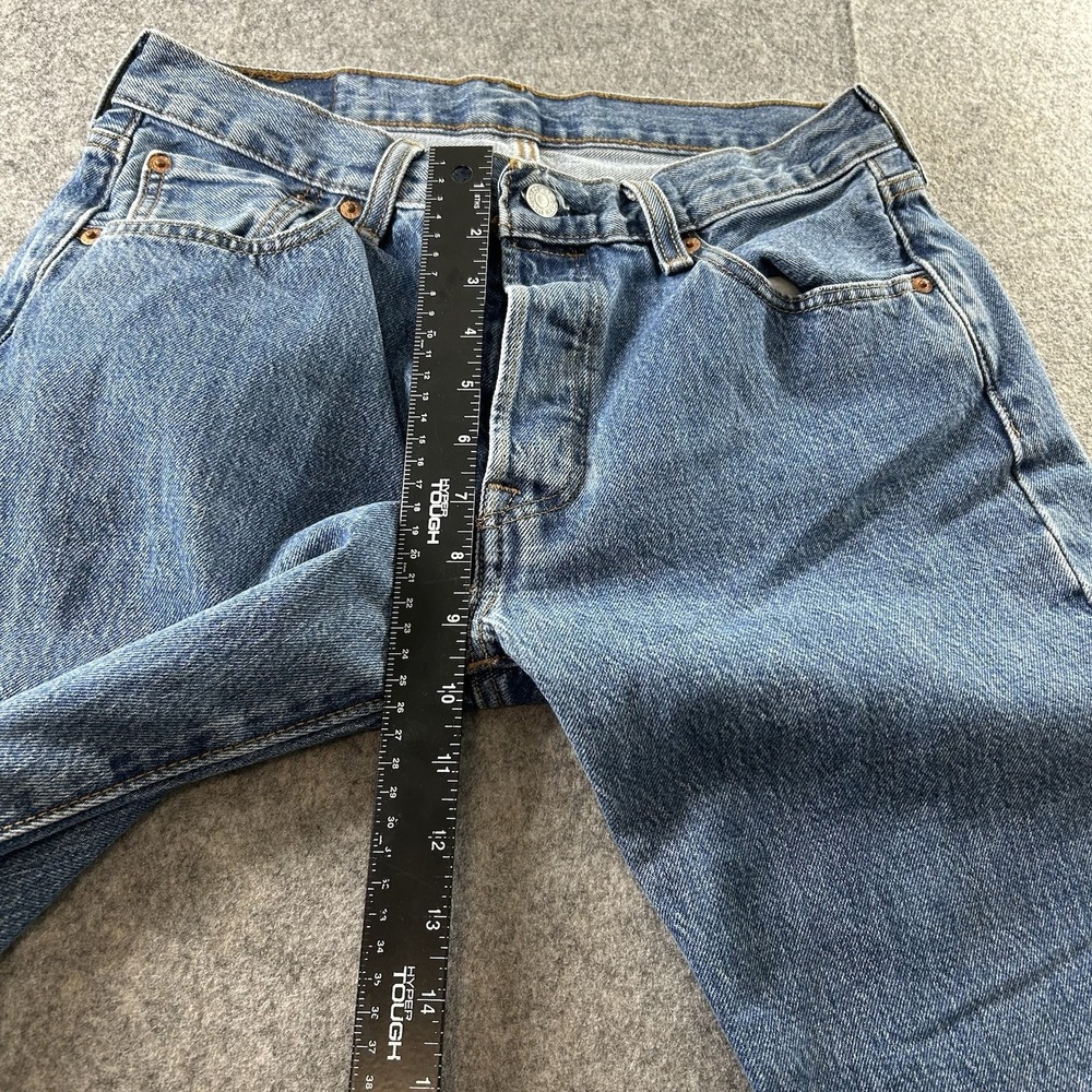 Levis 501 Jeans Men's Button Fly 30x30 Light Blue Stretch Straight Leg - Picture 6 of 9